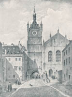 Huber Ludwig - Das Thalbruckertor (alter Rathausturm) um 1500