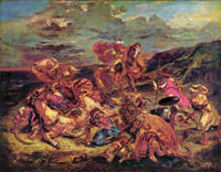 Delacroix Eugène - Inderin, von einem Tiger zerrissen