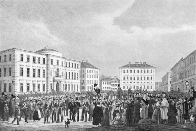 Historische Ansicht: Wittelsbacherplatz um 1833