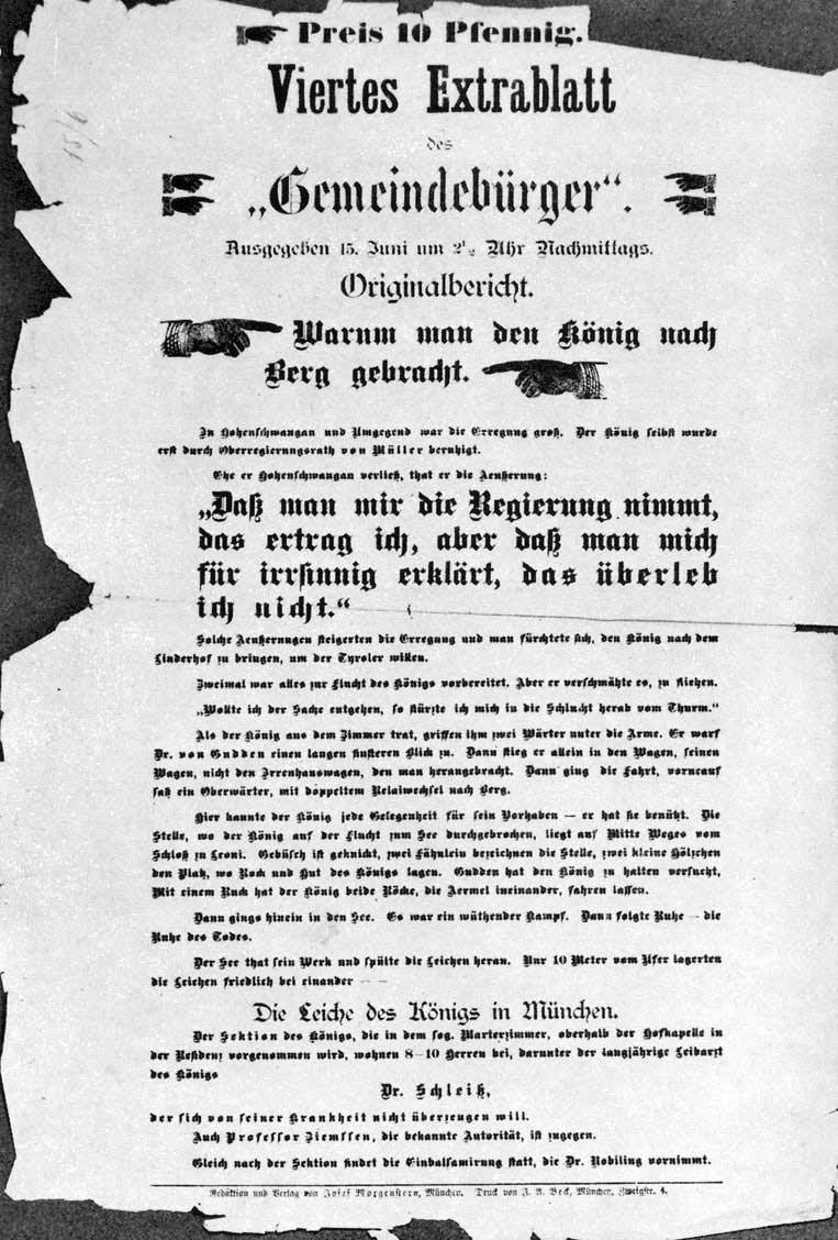 Plakat zum Tod   von Ludwig II.