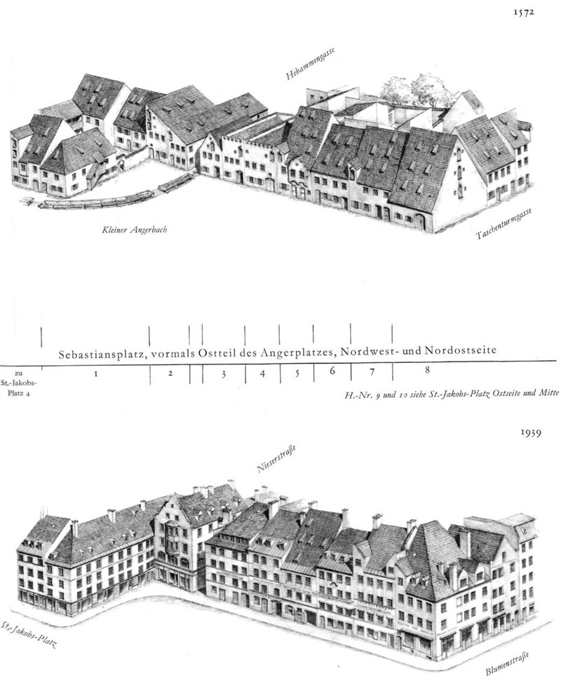 Sebastiansplatz, Nordwest- und Nordostseite
