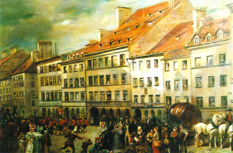 Schäfflertanz vor   der Augustinergaststätte