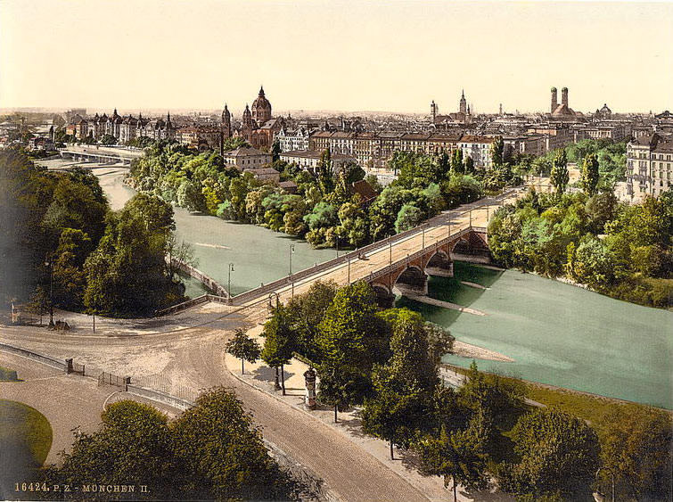 Historische Ansicht: Maximiliansbrücke um 1900