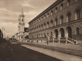 Tiez Hermann - Ludwigstraße mit Staatsbibliothek um 1910
