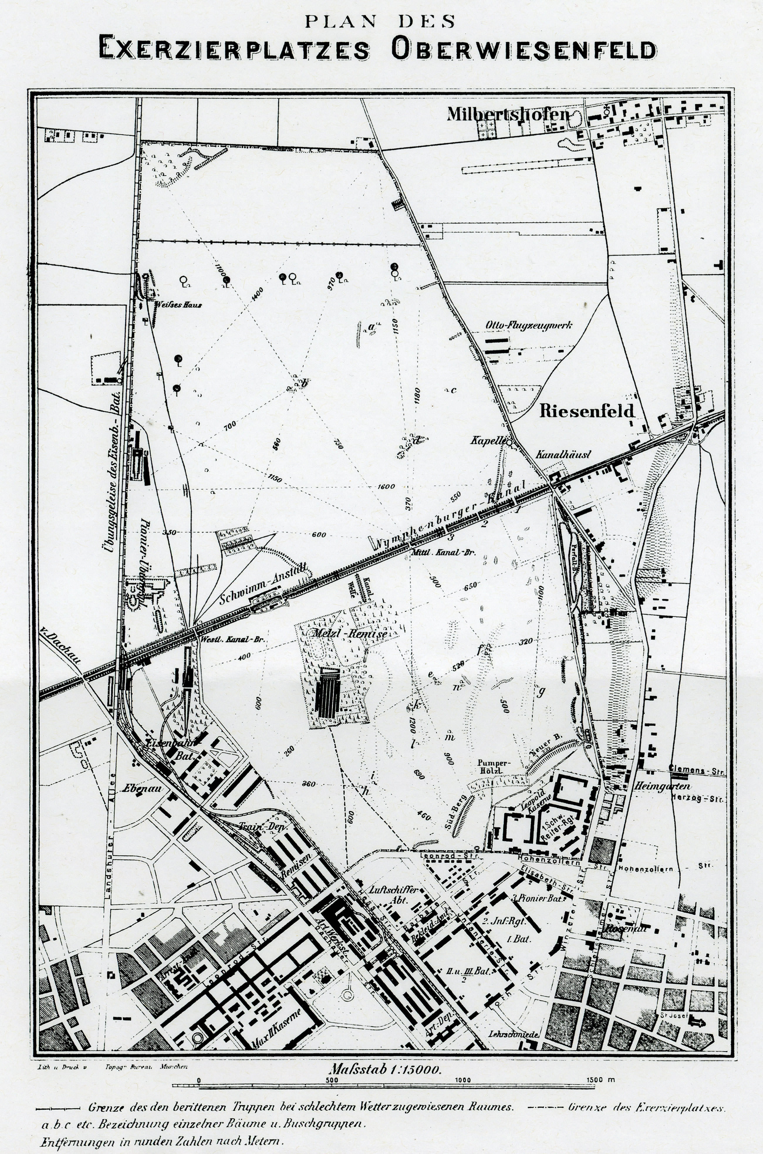 Plan des Exerzierplatzes Oberwiesenfeld