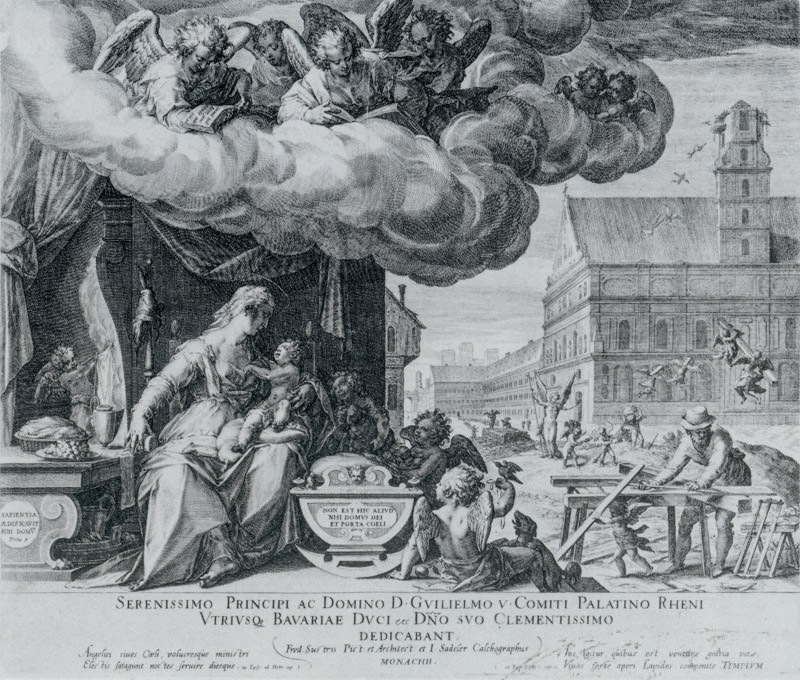 Historische Ansicht: Bau der Michaelskirche
