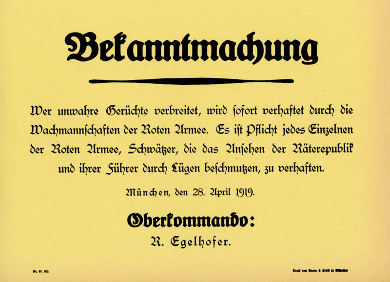 Historische Ansicht: Bekanntmachung