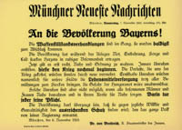  - An die Bevölkerung Bayerns!