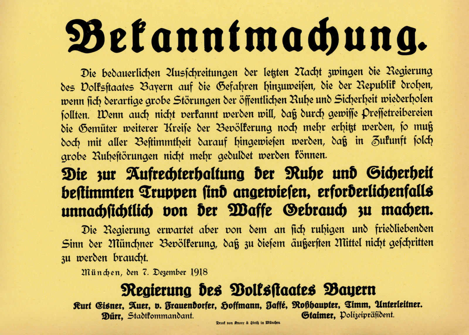 Bekanntmachung.