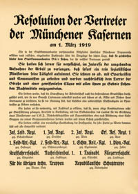  - Resolution der Vertreter der Münchner Kasernen