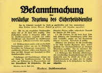  - Bekanntmachung über die vorläufige Regelung des Sicherheitsdienstes