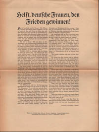  - Helft, deutsche Frauen, den Frieden gewinnen!