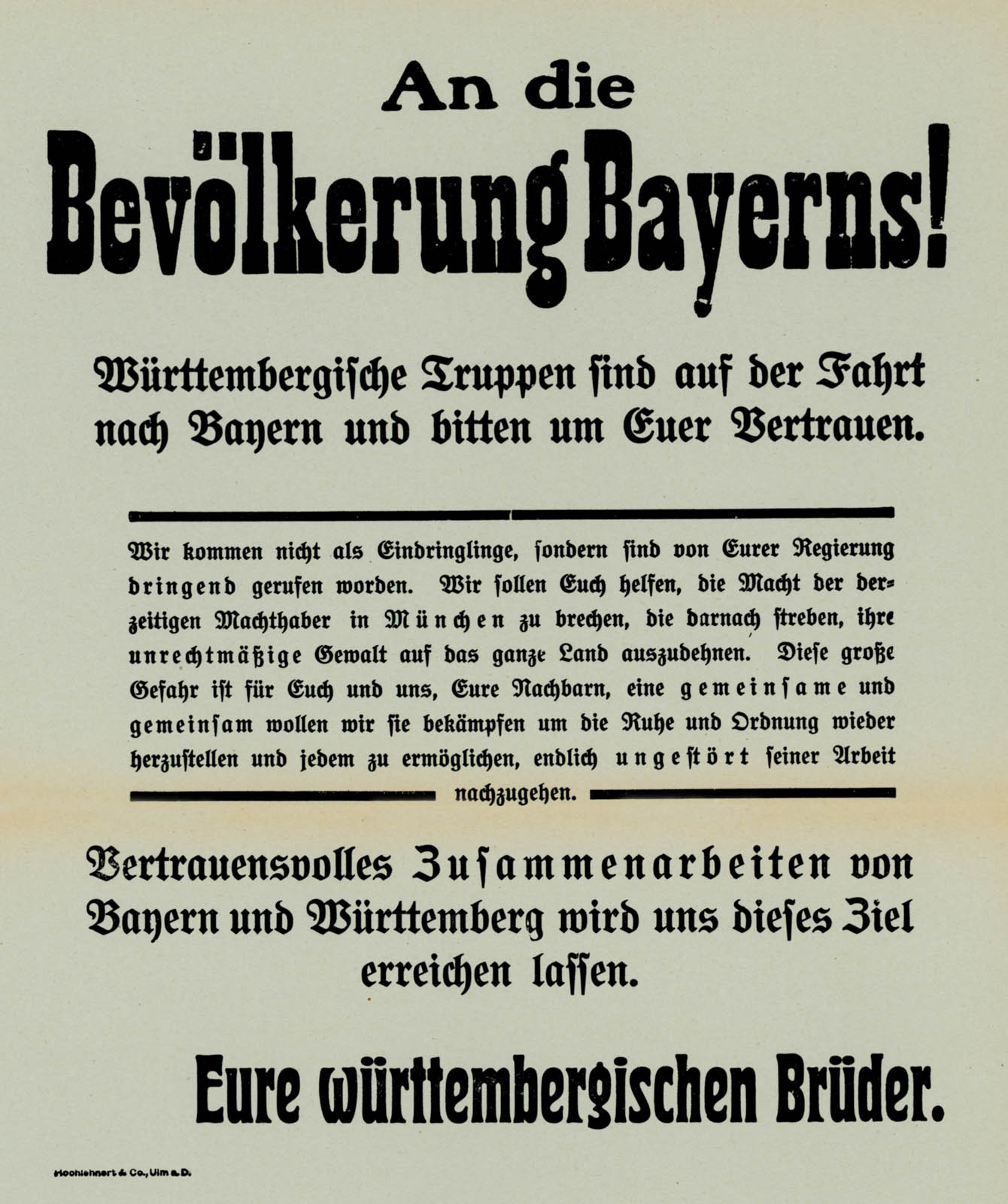 An die Bevölkerung Bayerns