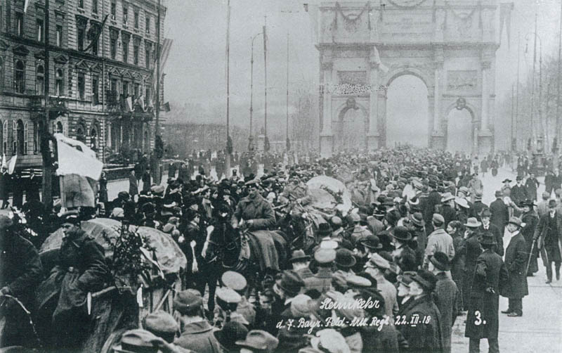 Einzug des 7. Bayerischen Feldartillerieregiments in der Ludwigstraße