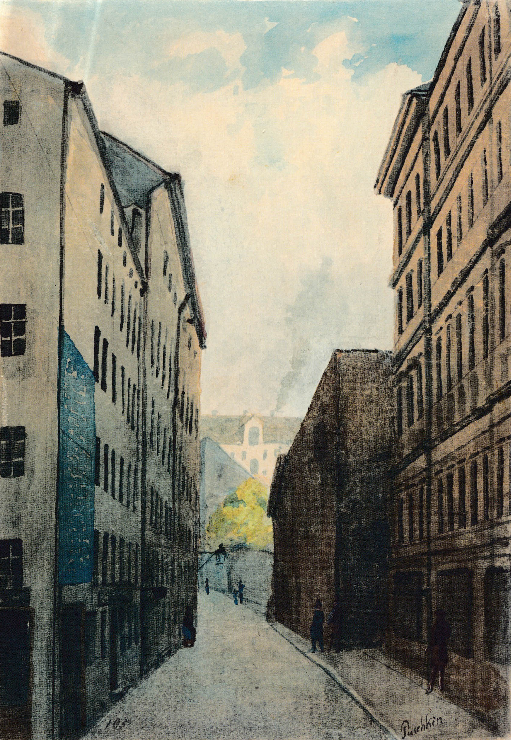 Die Hotterstraße, deren Eingang vom Färbergraben aus