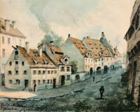 Puschkin Joseph - Alte Häusergruppe innerhalb der Stadtmauer am Oberanger 