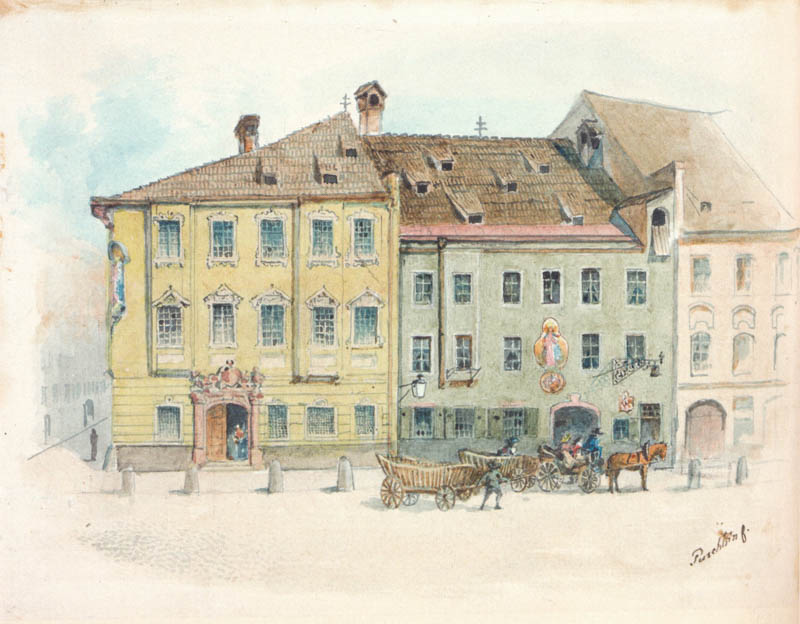 Historische Ansicht: Das Eckhaus an der Theatiner- und Perusastraße