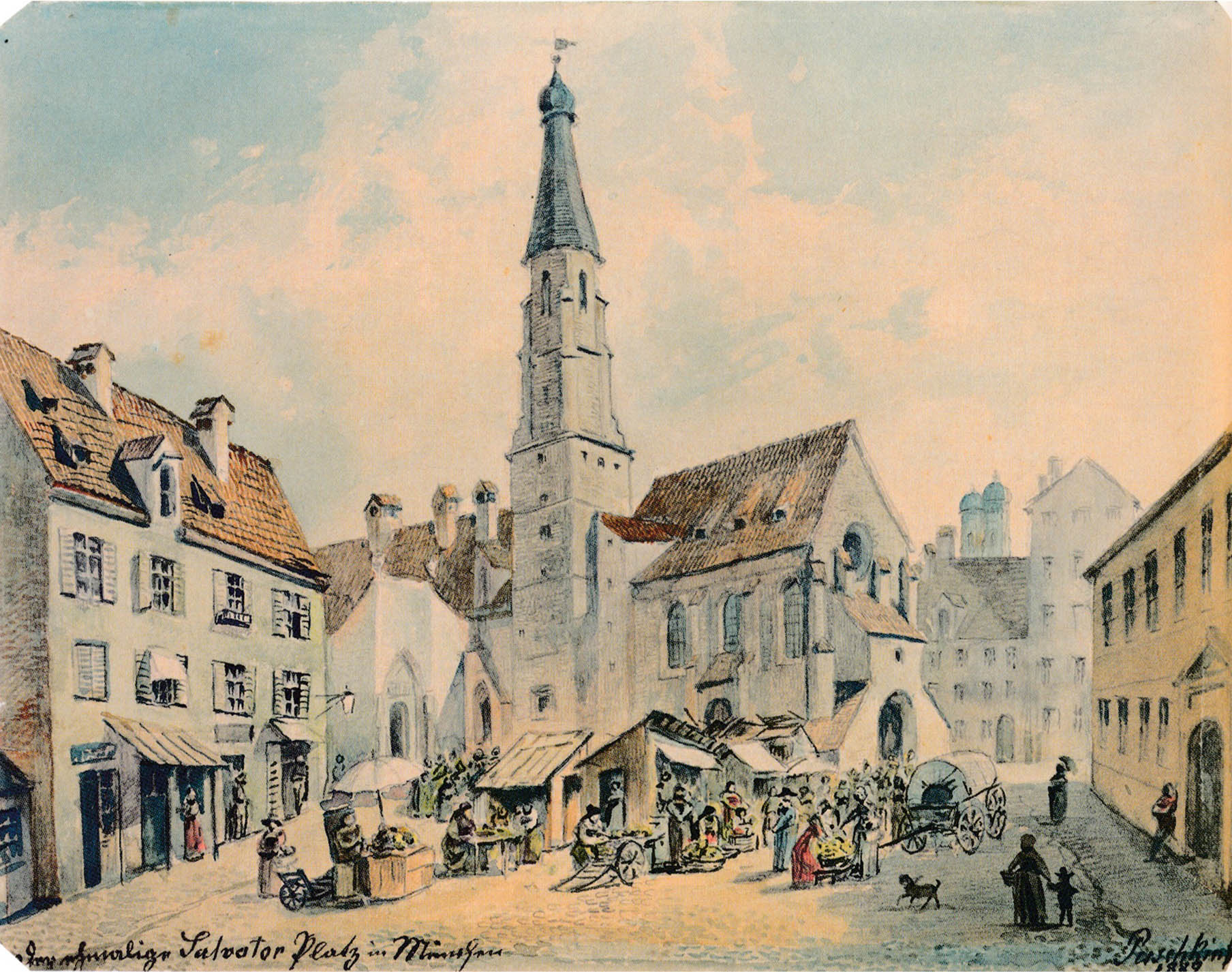 Der Salvatorplatz mit der Salvator( jetzt Griechischen) Kirche