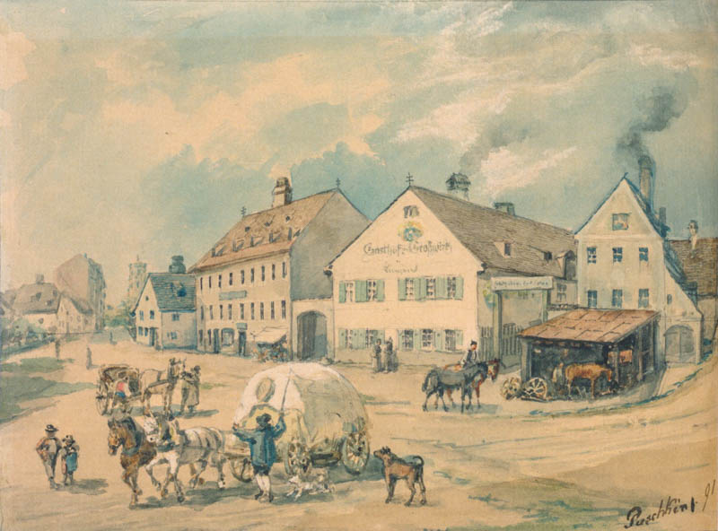 Historische Ansicht: Der Gasthof »zum Großen Wirt« am Wienerplatz