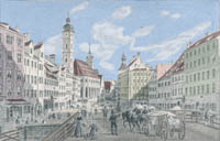 Huber Ludwig - Das Tal von der Hochbrücke aus1830