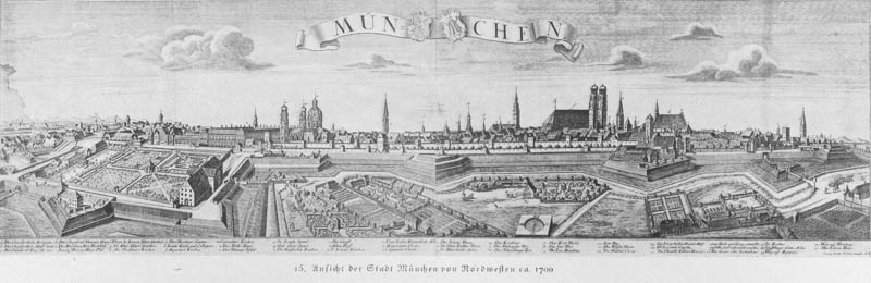 Ansicht der Stadt München von der Nordwesten ca. 1700