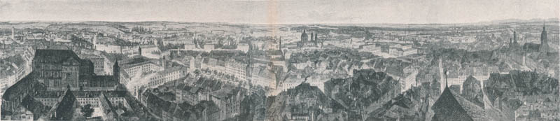 Panorama der Stadt München von den Frauentürmen aus. 1843
