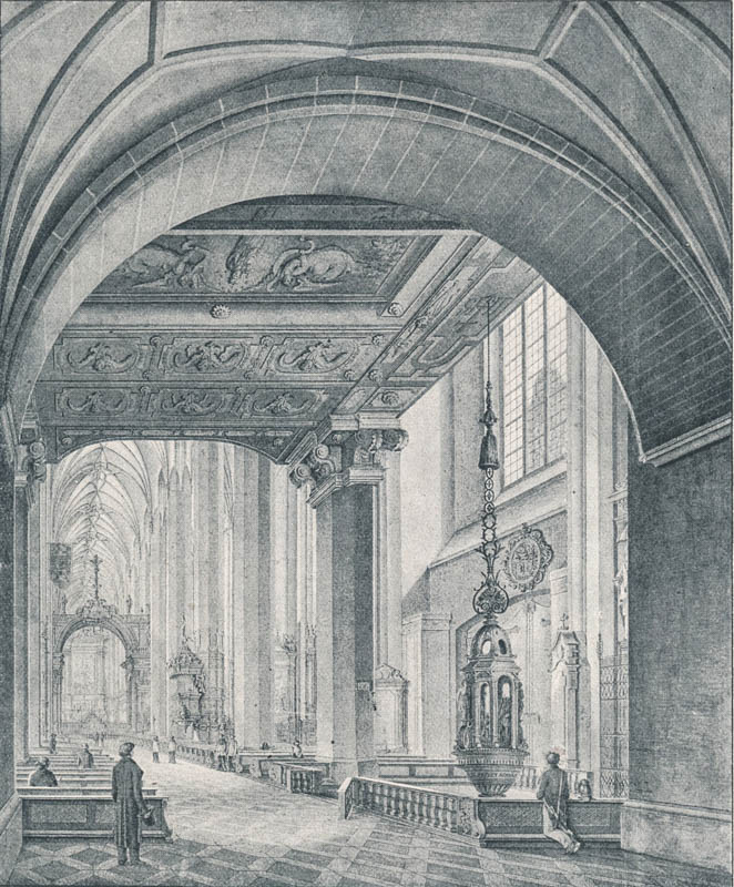 Das Innere der Frauenkirche mit dem Bennobogen ca. 1830