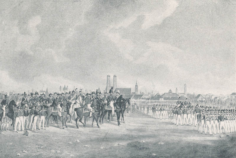Eine Parade auf dem Marsfeld vor Kaiser Nikolaus von Rußland 1838