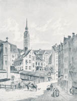Huber Ludwig - Die Roßschwemme am heutigen Viktualienmarkt. 1820