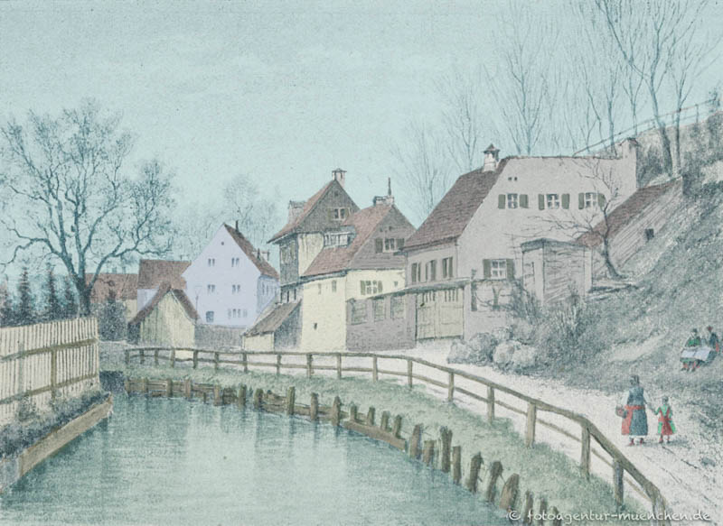 Häusergruppe am Giesinger Berg 1880