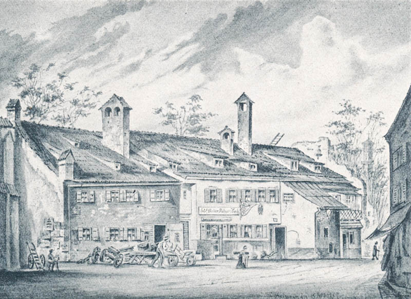 Brechbaderhaus rechts vom Sendlingertor 1883