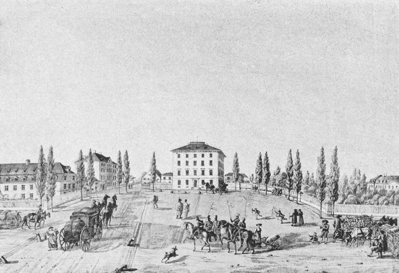 Der Karlsplatz in München gegen Westen ca. 1810