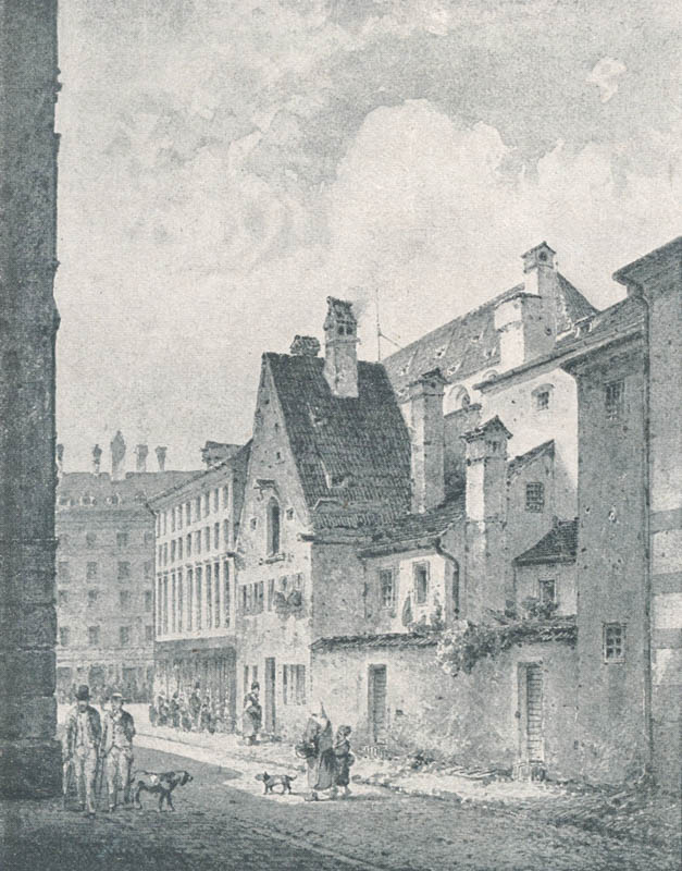 Die „Kapellengasse“ in München 1860