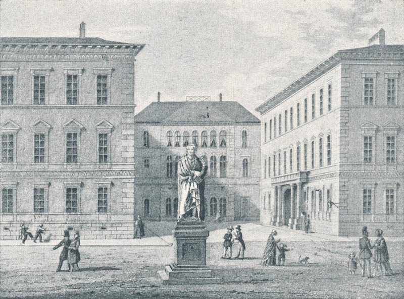 Das v. Gluck-Denkmal am Odeonsplatz. 1848