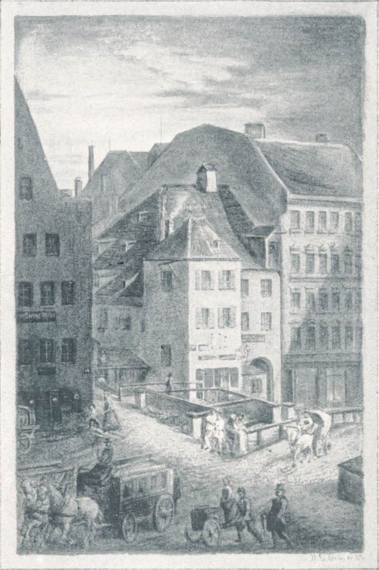 Das „Bäckerhäuslein“ a. d. Hochbrückenstraße Tal. 1869