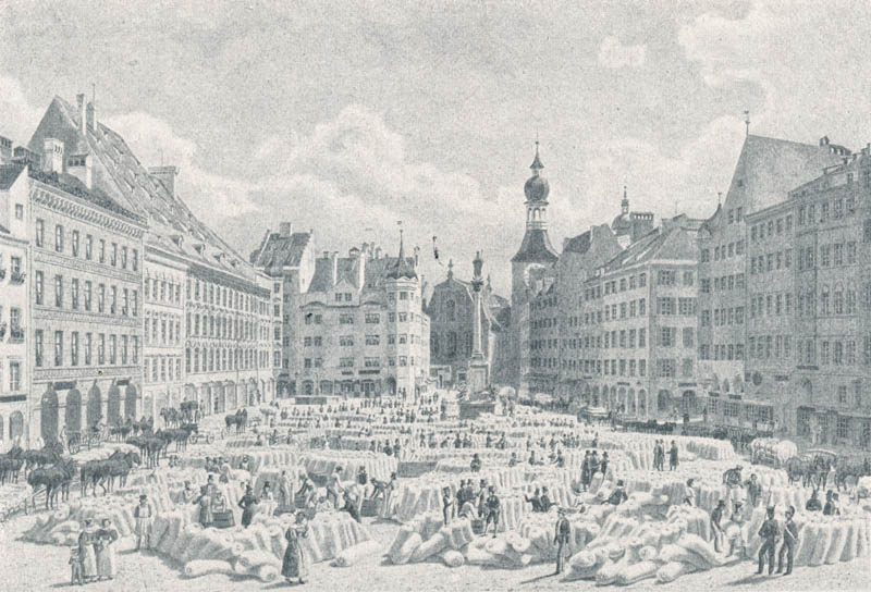 Der „Marienplatz“ (Schrannenplatz) 1835