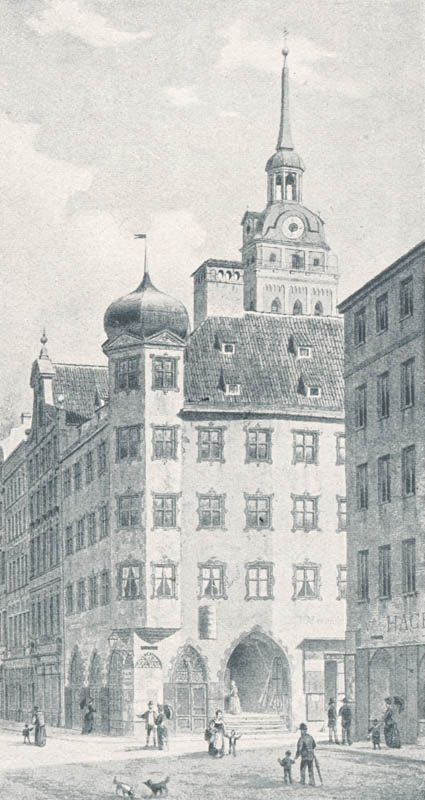 Das „Thomaßhaus“ Ecke Rosengasse und Marienplatz. 1888