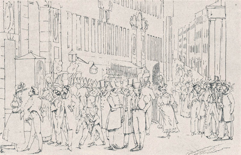 Die Wachtparade an der kgl. Residenz ca. 1830