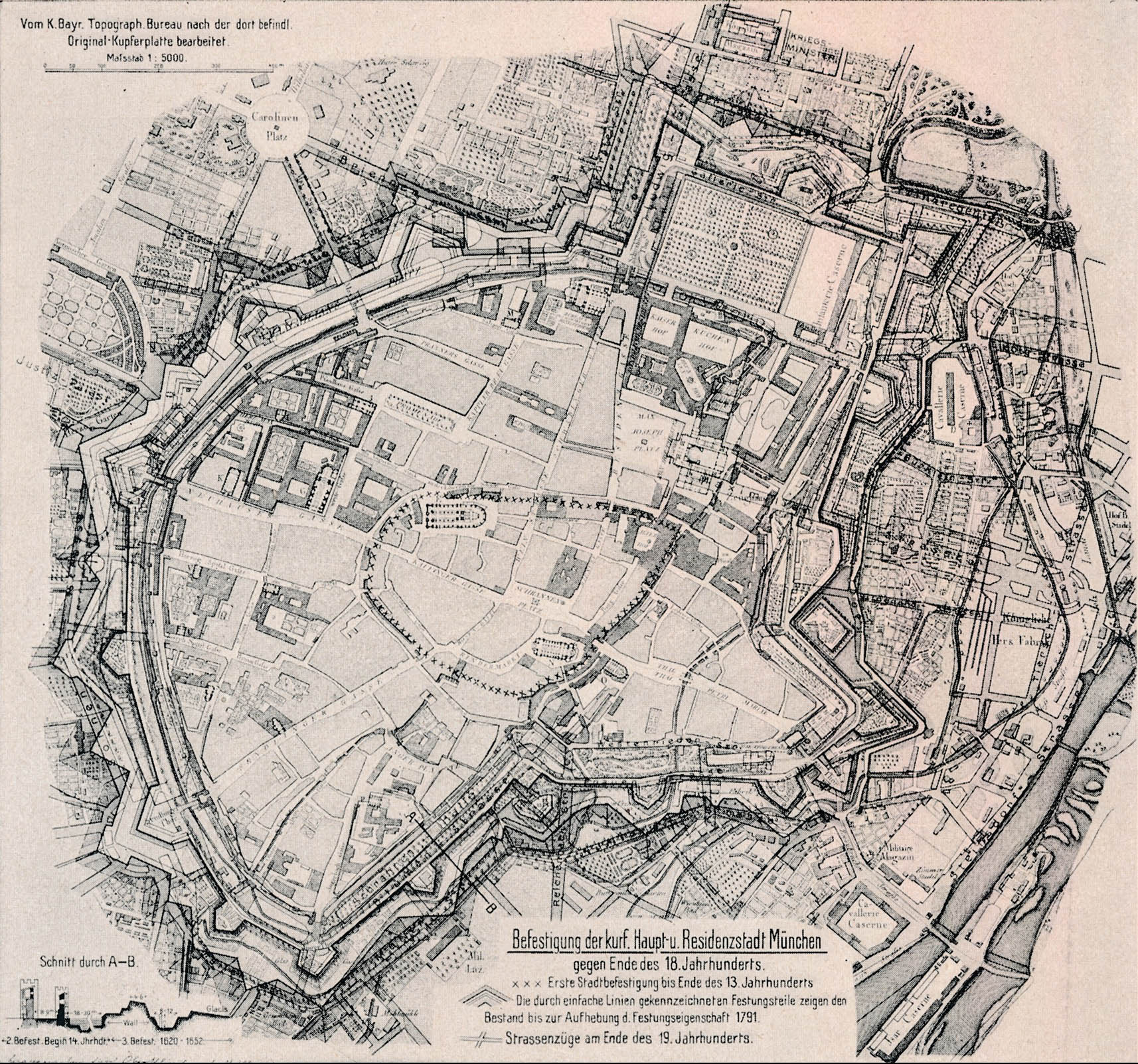 Befestigung Münchens Ende des 18. Jahrhunderts