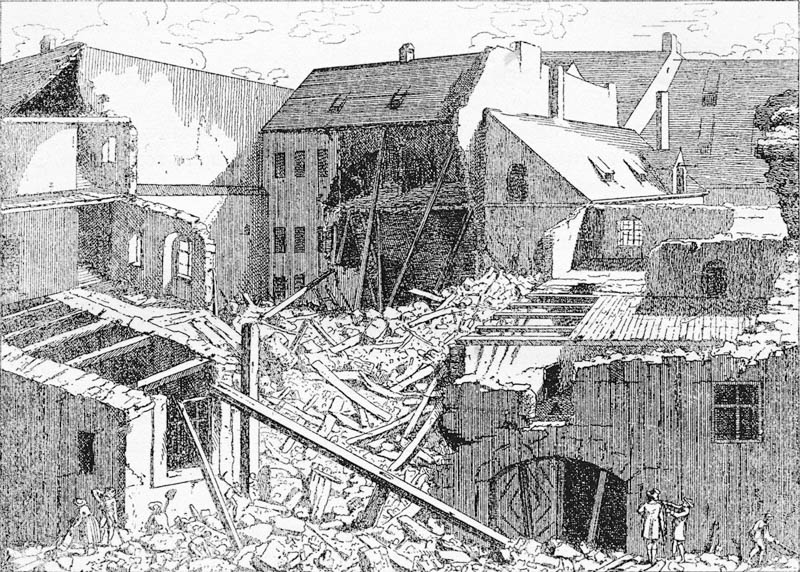 Eingestürzte Häuser am Thiereckhäßl