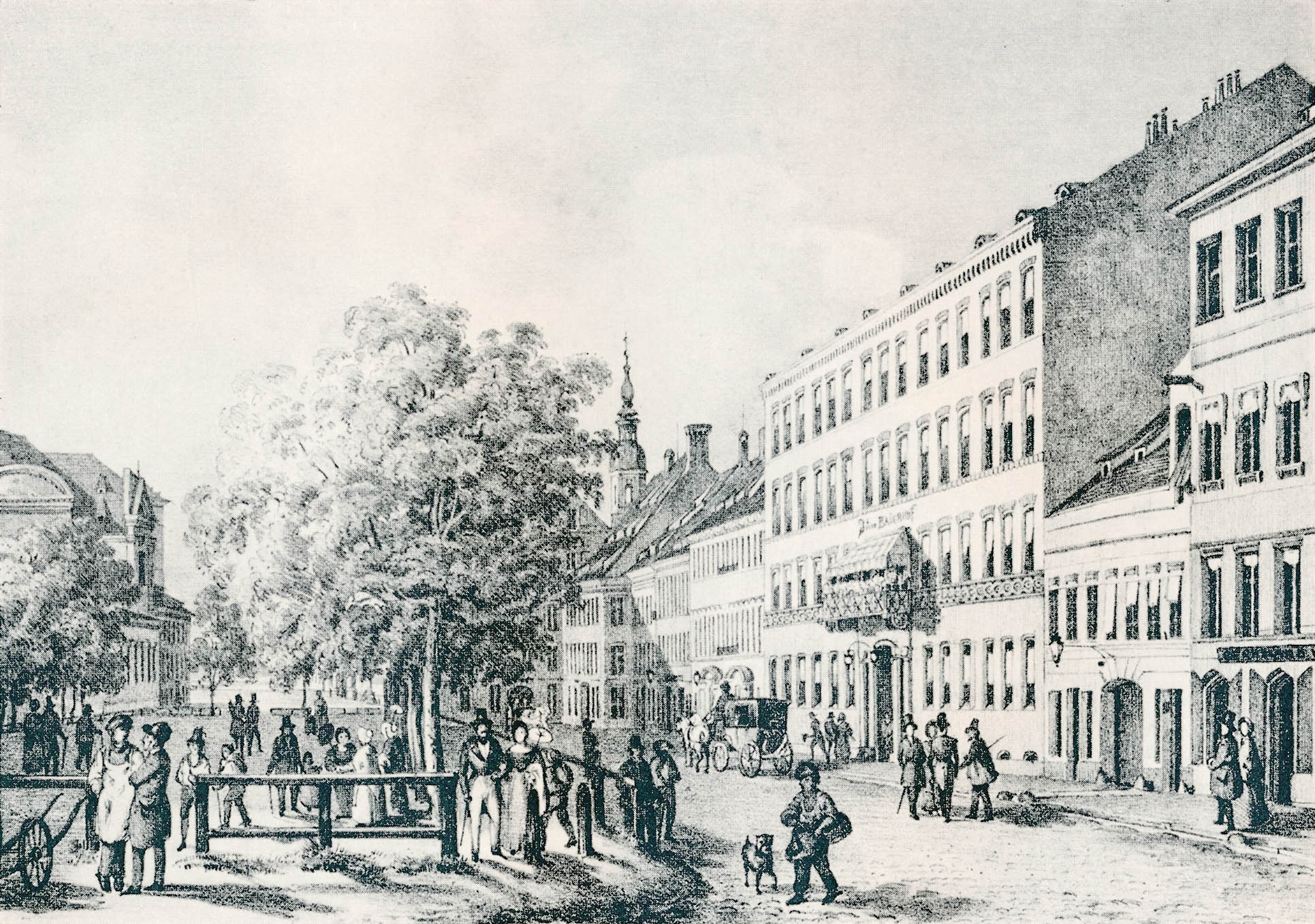 Der Promenadeplatz um das Jahr 1840