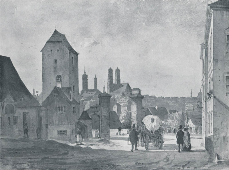 Das Auer Tor und das Brtunnhaus am Isarberg