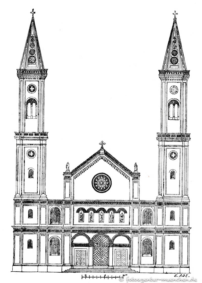 Die St. Ludwigs-Pfarrkirche. Frontansicht