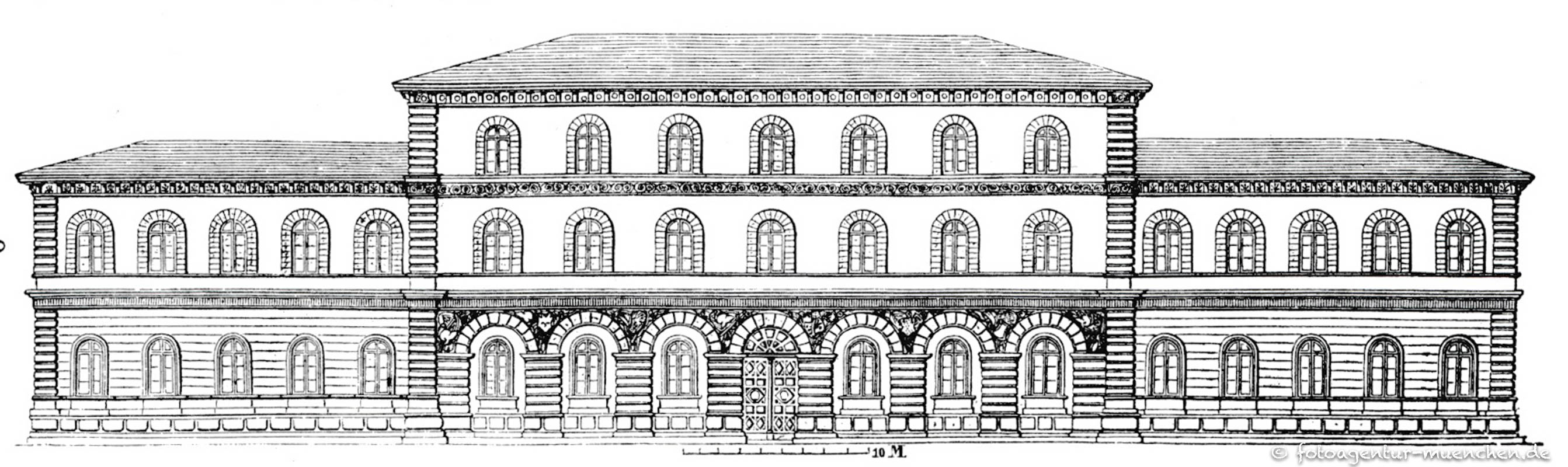 Das Kriegsministeriumsgebäude. Facade gegen die Ludwigstraße.