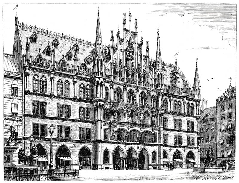 Neue Rathaus. Fassade gegen den Marienplatz