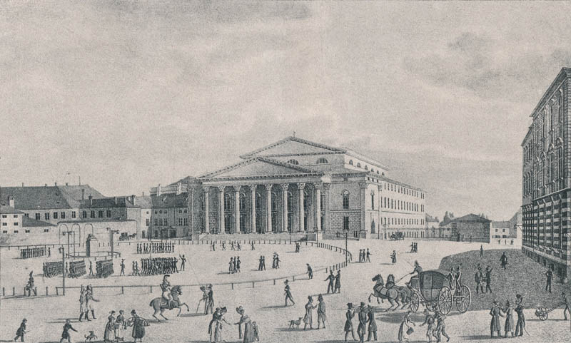 Max-Josephplatz mit neuem Hoftheater ca. 1825