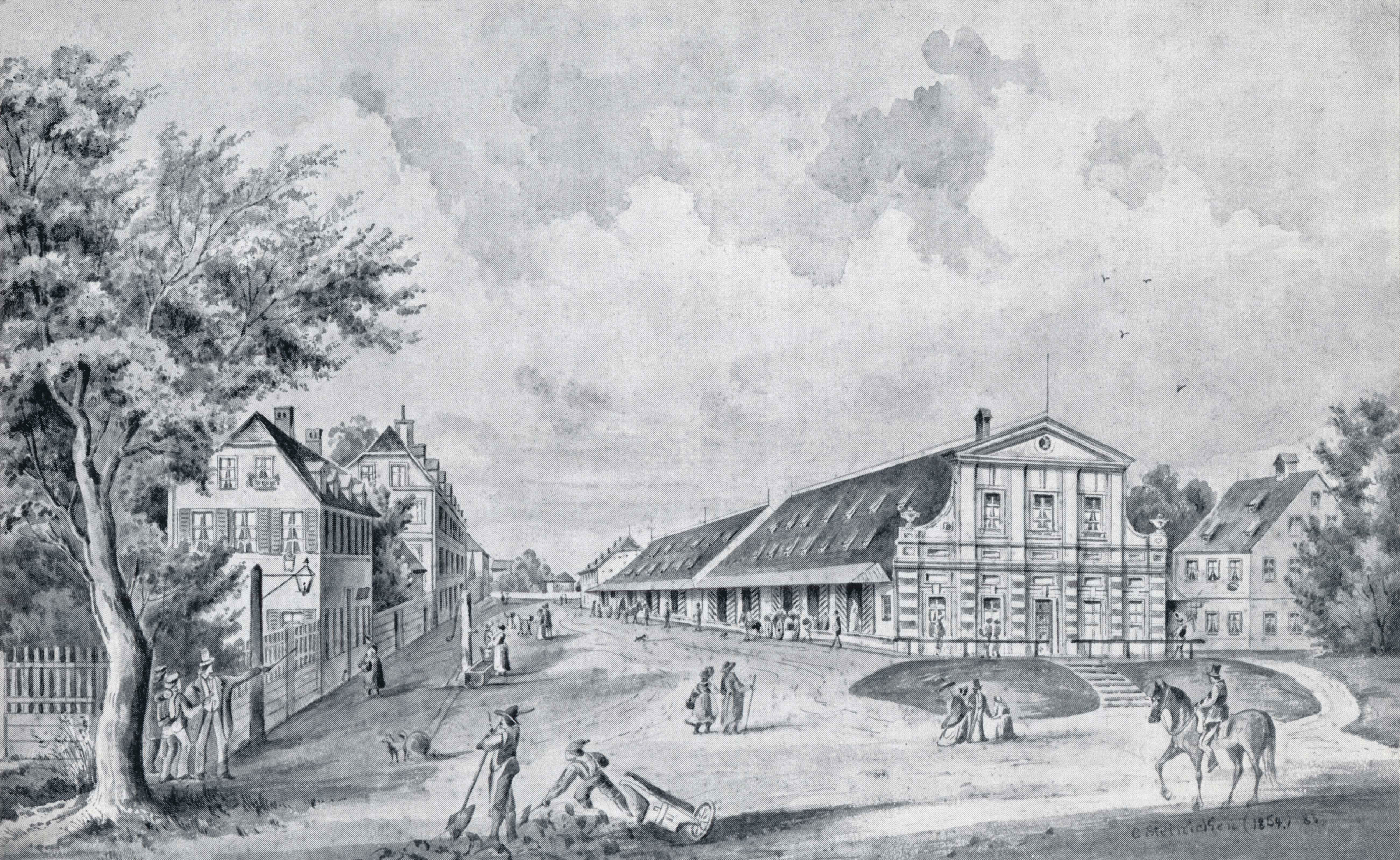 Die Salzstädel in der Arnulfsstraße ca. 1830