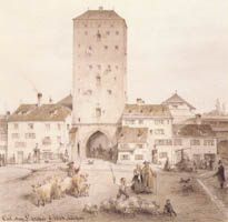 Lebschée Carl August - Das Isartor, Stadtseite