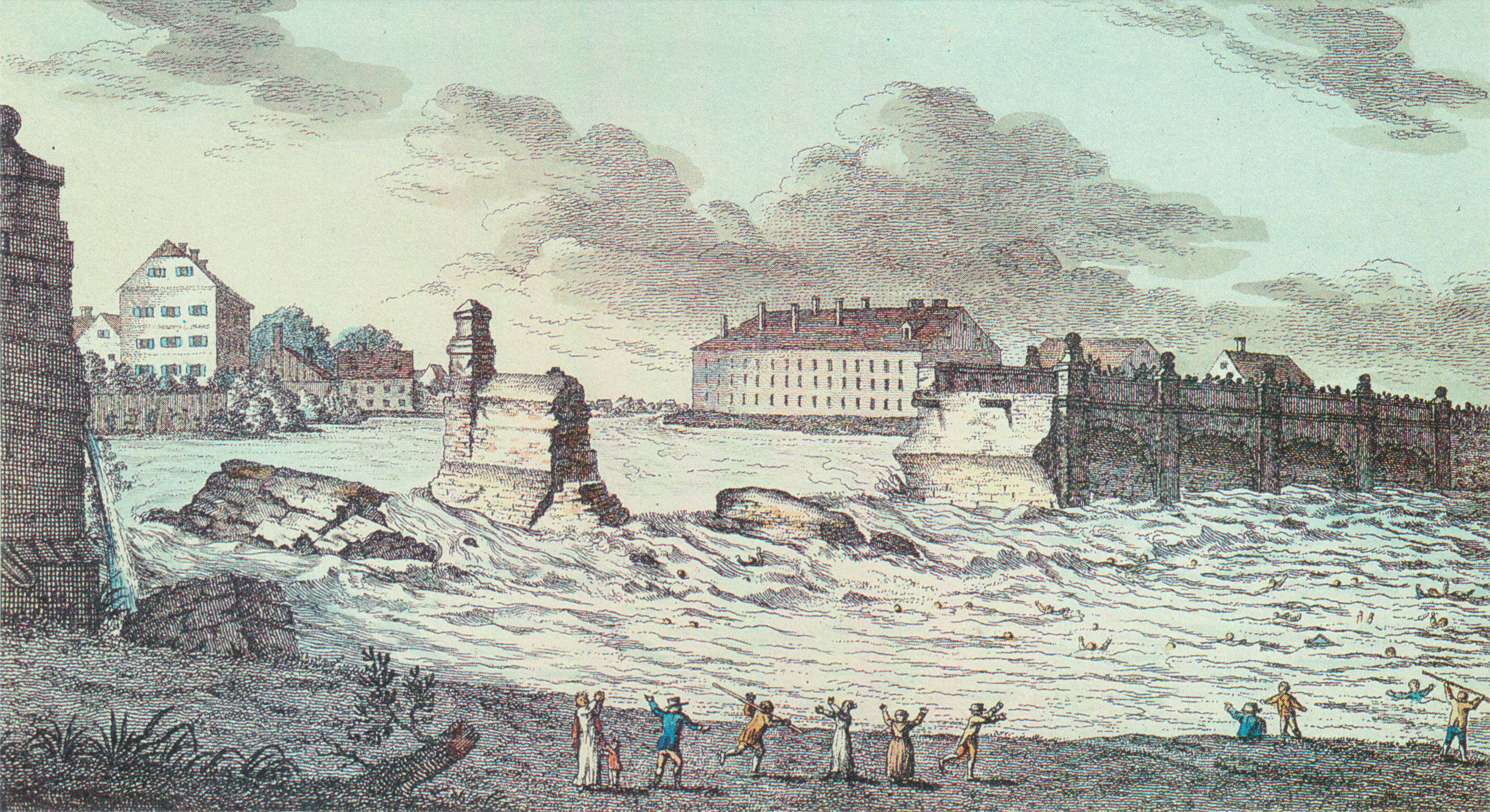 Die eingestürzte Isarbrücke 1813
