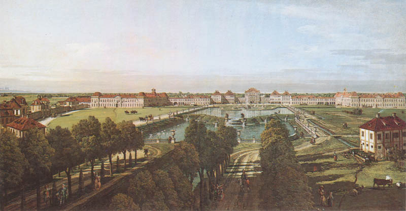 Historische Ansicht: Schloß Nymphenburg von Osten, von der Stadtseite aus